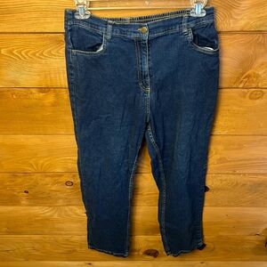 Blair‎ Back Elastic Straight Women's 12 Dark Wash Blue Denim jeans straight leg
